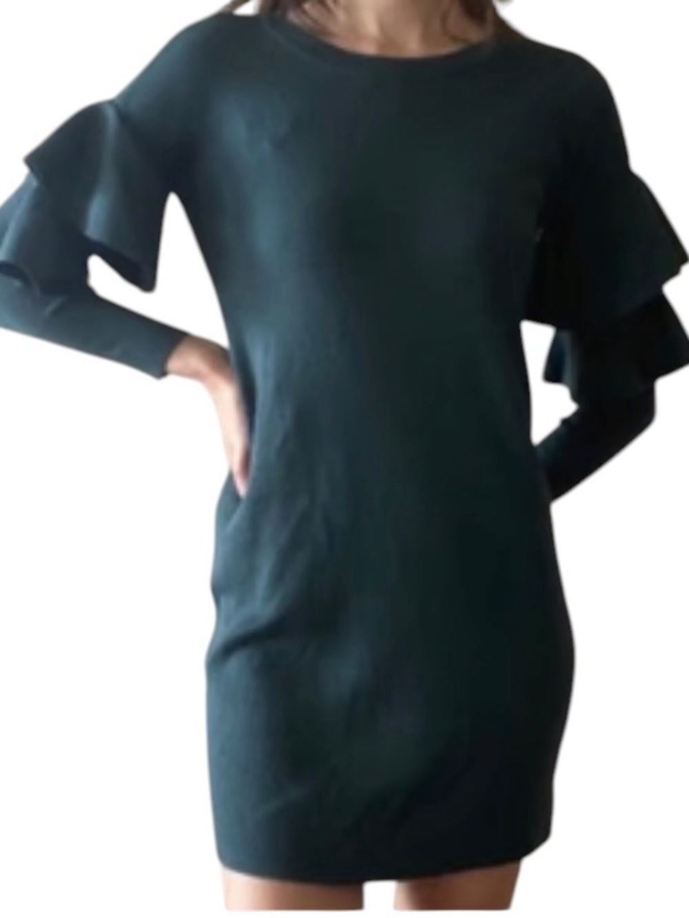 EUC Romeo & Juliet Couture Black Ruffle Sleeve Dress Medium Chic Cocktail
